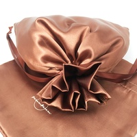 Sac à cordon en satin imprimé personnalisé de luxe avec ruban pochette cadeau à bijoux en satin doux pour cosmétiques pour cheveux et cache-poussière pour bonbons