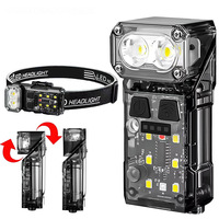 Lampada Frontale a LED con Sensore di Movimento, Rotazione a 360°, Impermeabile IP65, Lunga Durata della Batteria al Litio, Luce Potente per Campeggio e Pesca Notturna