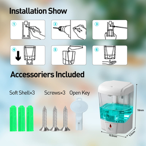 Dispensador de Jabón Automático Inteligente con Sensor de Espuma, Dispensador de Desinfectante de Manos de Plástico, Funciona con Batería, Montado en la Pared, Moderno - Product Image 3