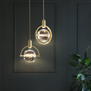 Modern Luxury Restaurant Bedroom Single Head Pendant <strong>Lamp</strong> <strong>Copper</strong> Crystal Simple Ceiling Hanging Lights - Product Image 2