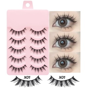Cils en matière synthétique de marque privée, cils naturels, 15 styles, lot de 5 paires, faux cils pour maquillage - Product Image 4