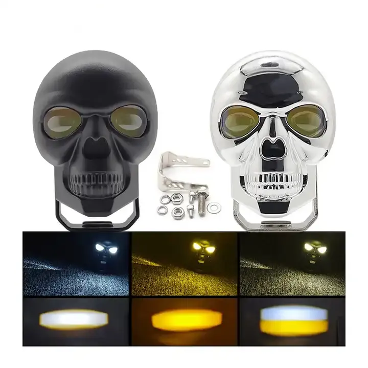 60w Dual Color Motorcycle Spotlights Headlight White Yellow Motorcycle Led Auxiliary Light High/low Beam Headlight