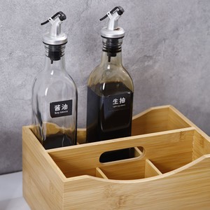 Boîte de rangement de cuisine en bambou, organisateur multifonctionnel pour épices, porte-brosse à dents, porte-pinceaux, profondeur de 8 à 11,9 pouces - Product Image 4