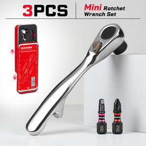 Geinxurn Slide Tool Box 3PCS Mini <strong>Ratchet</strong> <strong>Wrench</strong> Set With Bit,Impact Adapter - Product Image 4