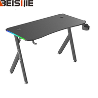 Bureau de jeu PC ergonomique en bois avec surface en fibre de carbone, design convertible et extensible pour le bureau à domicile