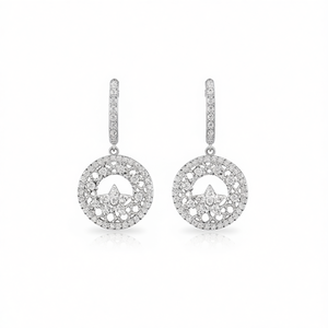 Orecchini di Lusso in Oro Bianco con Diamanti Taglio Brillante Rotondo Colore D Naturali Certificati GIA Gioielli da Matrimonio per Donna - Product Image 1