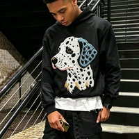 Pull-over surdimensionné personnalisé en coton épais délavé au soleil, avec appliqué vintage brodé, effet vieilli et délavé à l'acide, unisexe, 100% coton