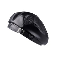 Béret en cuir style Vintage pour homme et femme, chapeau plat Gatsby journaux boy pour conduire Lvy