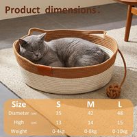 Panier pour chat en corde de coton tressé à la main avec queue de jouet interactive, lit d'enrichissement, soulage l'ennui, protège les meubles