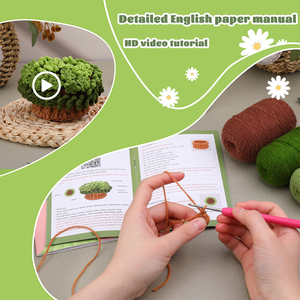 Posavasos de ganchillo con flores verdes, cesta de plantas, posavasos, kit de ganchillo para principiantes - Product Image 3