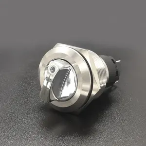 Botão rotativo de metal em latão, botão de pressão rotativo de metal à prova d'água e outro interruptor rotativo de 19mm 22mm