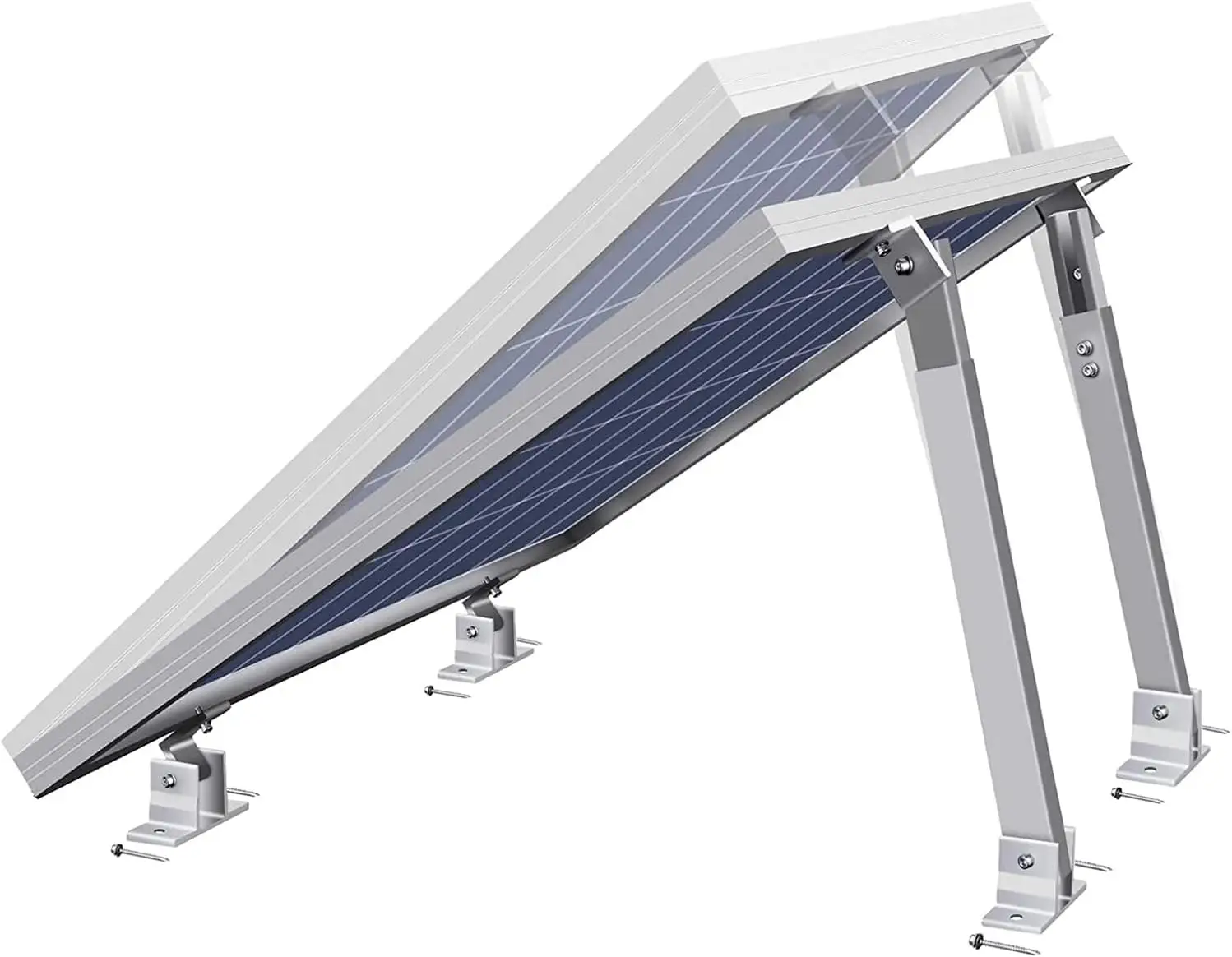 Soportes de montaje de inclinación del panel solar ajustable Kit de inclinación del techo metálico Pata trasera y delantera para techos planos de pared y metal