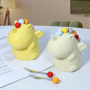 Ensemble de fourchettes à fruits <span class=keywords><strong>en</strong></span> céramique licorne avec pot de rangement, design Art Déco, durable, sécurité enfant, pour desserts à la maison - Product Image 1