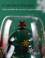 Vente flash en ligne Noël Tasse à café en verre en forme d'arbre de Noël mignonne de 10 oz Tasse à thé au lait Tasse de Noël avec couvercle Tasse en verre