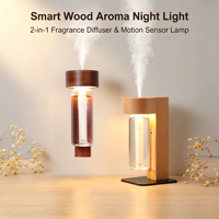 Diffuseur d'arômes sans fil en bois massif, mini veilleuse avec détecteur de mouvement, rechargeable, pour la maison, la chambre, l'hôtel, décoration murale/de table