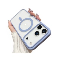 Étui de téléphone magnétique mat de luxe pour 17Pro & Coque Macaron antichoc et protectrice