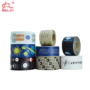 Custom Logo Printed Brown Adhesive kraft paper tape reinforzed gum black adhesive kraft paper packing tape