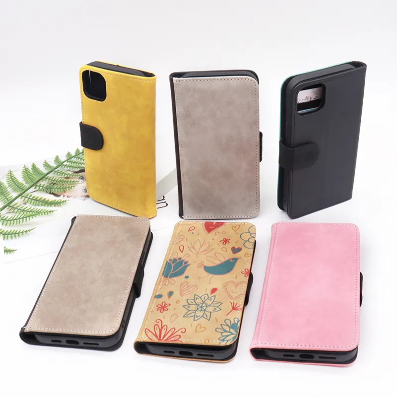 High Quality Waterproof Shockproof Pu Leather Wallet Flip Mobile Sublimation Phone Cases For Iphone 14 Blank