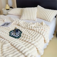3 Pcs Flanelle Polaire Couverture Ensemble 3D Jacquard Grille Conception Jeté Couverture Ensemble Doux 3 Pièces Couverture Ensemble pour Canapé Canapé