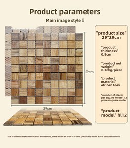 Solid Wood Mosaic Panel Natural Pine Wood Mosaic Panel Tile Random <strong>Plank</strong> Pattern Wall Covering for Cafe Restaurant Bar Counter - Product Image 6