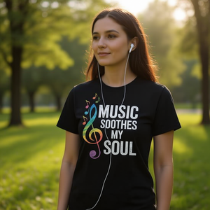La musique apaise mon âme T-shirt noir unisexe taille adulte moyenne - Product Image 3