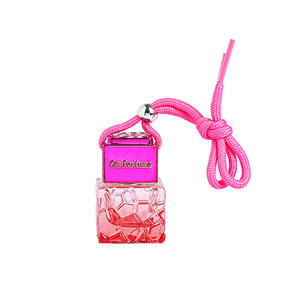 Metal Black Golden Silver Red Lid 8ML Square Hanging <b>Diffuser</b> <b>Car</b> Fragrance <b>Bottles</b> With Rope - Product Image 3