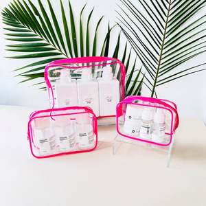 Sac à cosmétiques en plastique avec logo personnalisé, fermeture éclair, portable, imperméable, sacs à cosmétiques pour voyage en plein air, anti-poussière, sac de rangement en PVC - Product Image 2