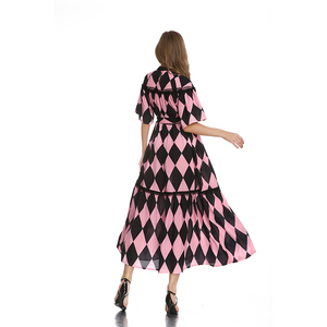 Robe Déesse Fan Vêtements D'été Nouveau Style Français Mince Losange Grande Européenne Plus <span class=keywords><strong>La</strong></span> Taille Des Femmes Robe - Product Image 6