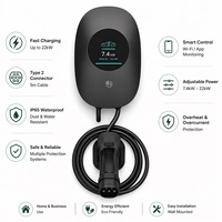 Borne de recharge murale intelligente pour VE 7kW 22kW 32A Triphasée Prise Type 2 EVSE Contrôle APP Wifi Bluetooth Station de recharge domestique pour véhicules électriques