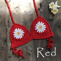 Crochet pour Bikini, maillot de bain fait à la main, détail fleurs de soleil, en tricot de marguerite, ajouré, nouvelle collection