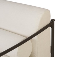 Canapé d'extérieur vintage en chanvre naturel à profil bas avec cadre métallique épuré et coussins de soutien, résistant aux intempéries, style Granger Muebles De Jardin