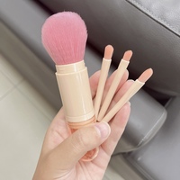 Nouveau style de pinceau à maquillage portable doux, double face, rétractable, 4 en 1, mini pinceau à maquillage portable de voyage