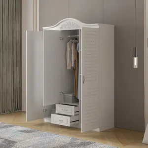 hot sale 3 doors simple almairah wardrobe closet bedroom wardrobe designs wooden bedroom furniture 1.5 M fitted white wardrobe