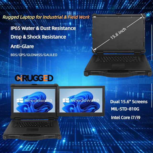 15.6 Inch Portable Rugged Laptop Dual Screens Intel Core I9 IP65 for Extreme Conditions Unmatched Reliability Rugged Notebook