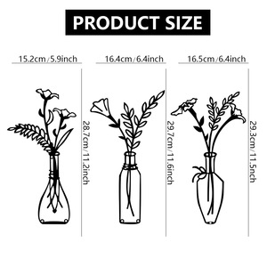 Juego de 3 Adornos de Pared de Flores de Metal Negro Minimalistas, Decoración Rústica Moderna para Sala de Estar, Baño y Dormitorio - Product Image 5