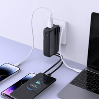 Batterie externe haute capacité 20000mAh, chargeur rapide 22.5W avec prise murale, câbles intégrés doubles USB C, batterie externe portable