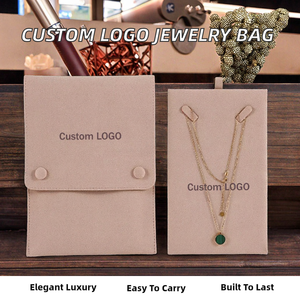 Luxury <b>Gift</b> Jewellery Storage Custom Logo Microfiber Jewelry Pouch Portable Luxury Storage Bag for Necklace Ring <b>Envelope</b> Pouch - Product Image 2