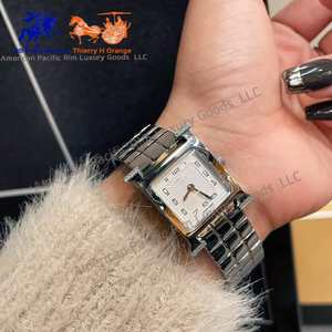 H Brand Women's Luxury Italian Link Classic Watch <b>Adjustable</b> Rectangle <b>Square</b> Case Shape Quartz Movement Ronda Business Style - Product Image 2