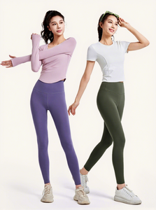 <span class=keywords><strong>2026</strong></span> Ju Yi Tang Europese Amerikaanse Solid Spandex/Polyester Lange, naadloze dames fitness yogabroek met buikcontrole, perzikkleurig - Product Image 2