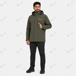 Chaqueta Impermeable para Hombre, Color Verde Oliva, Cortavientos, de Secado Rápido, Transpirable, Ecológica, con Capucha, Cierre de Cremallera, para Invierno - Product Image 3