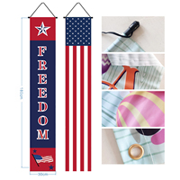 Drapeau vertical personnalisé en tissu Oxford 300D pour le 4 juillet, durable, anti-plis, avec mât en bois, pour fêtes intérieures/extérieures