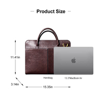 Tas komputer Laptop bisnis tas kantor kulit PU Logo kustom