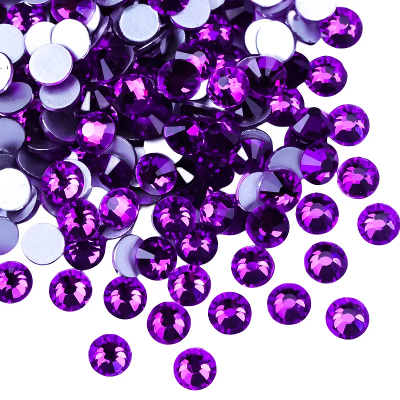 Juli SS3-SS30 2025 nuovo viola colorato Non Hotfix strass di cristallo colla su strass di diamanti per indumento decorazione per unghie