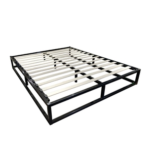 Cadre de lit en métal avec <span class=keywords><strong>sommier</strong></span> à lattes en bois, assemblage facile, tailles double et king size, mobilier moderne, base de lit pliable - Product Image 3