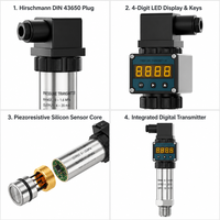 Transmetteur de pression différentielle, alimentation en eau à pression constante, affichage numérique en silicium diffusé, acier inoxydable 0-50KPA