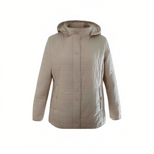 Giacca a vento reversibile da donna HDJ con cappuccio, leggera, taglie forti, lunghezza normale, tinta unita, chiusura con bottoni - Product Image 2