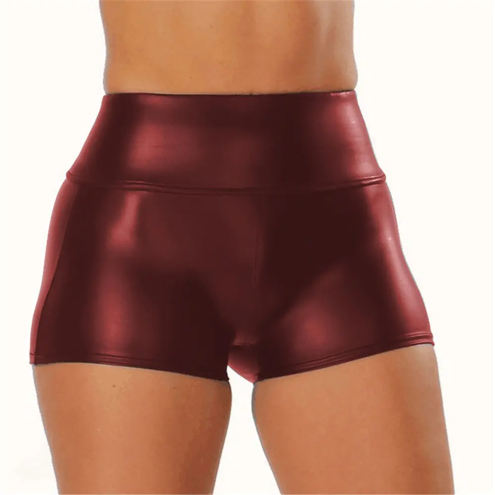 Sexy Damen Shorts Shiny Elastic Shiny Pu Leder Kurze Hose Hohe Taille Slim Hot Dance Clubwear Mini Shorts