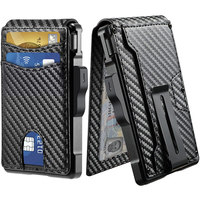 Portefeuille fin en aluminium et cuir avec blocage RFID pour hommes, capacité de 5 cartes, design multifonctionnel, gravure au laser UV