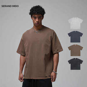 Moda verano 100% algodón Oversize fit cuello redondo ligero deportes camisetas para hombres - Product Image 3
