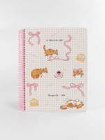 Agenda quotidien à spirales avec couverture rigide, motif chat imprimé sur mesure, 100 feuilles de papier, rose mignon, cadeau pour filles